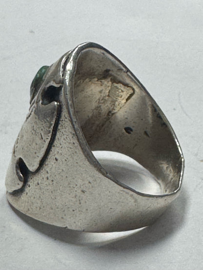 Native American Sterling Silver Turquoise Ring Heavy 13g Size 8