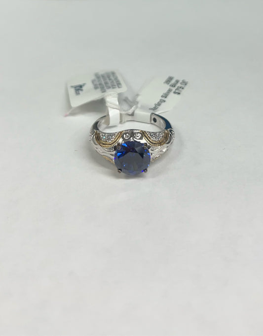 Sterling Silver Blue CZ Ring New w/ Tags JTV Size 8