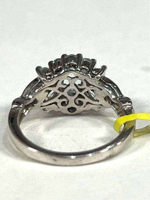 Chuck Clemency STS Sterling Silver Faint Blue Aquamarine Cluster Ring Size 5