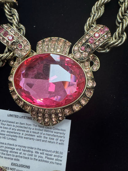 Heidi Daus Vol 2 Chain Of Events Pink Crystal Set Necklace Bracelet Earrings
