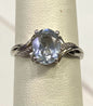 10k White Gold Aquamarine & Diamond Ring Size 8