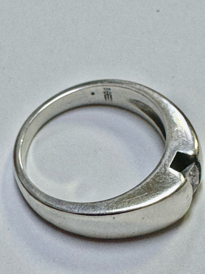 James Avery Sterling Silver Band Ring Size 6.25 Emerald Cut Cubic Zirconia CZ