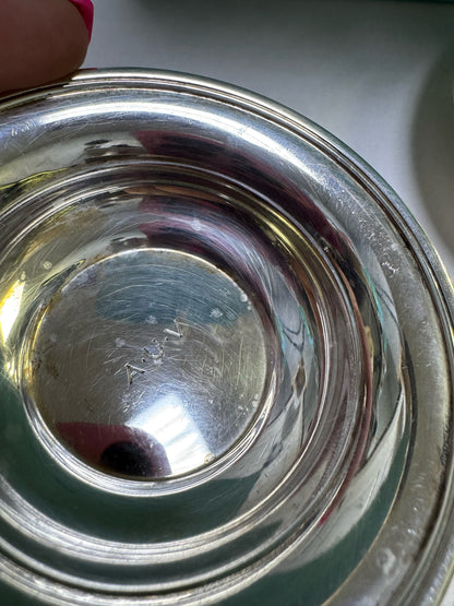 (2) Pair Set of Tiffany & Co Sterling Silver Salt Cellar Dish Bowls  3.5" Diam