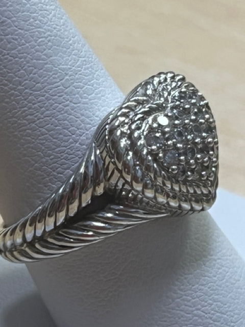 Judith Ripka Heart Diamonique Pave 925 Sterling Silver Ring Size 8