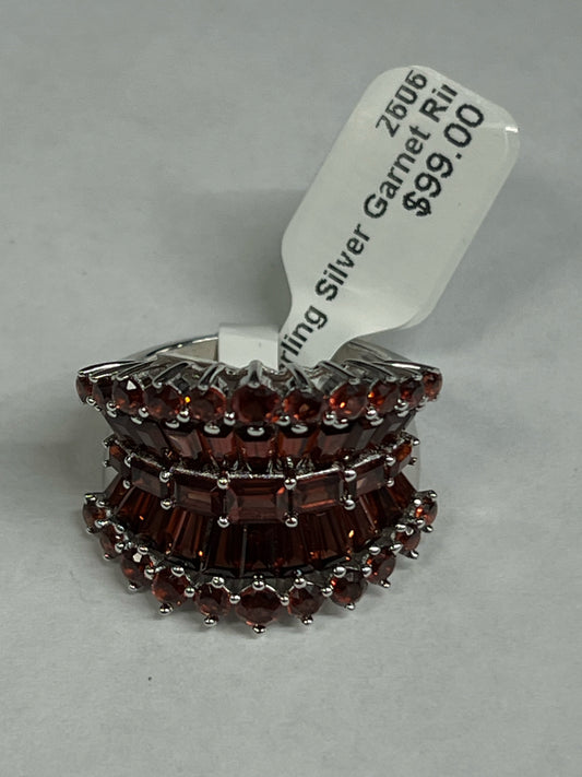 Sterling Silver Garnet Ring Size 9 New w/ Tags JTV