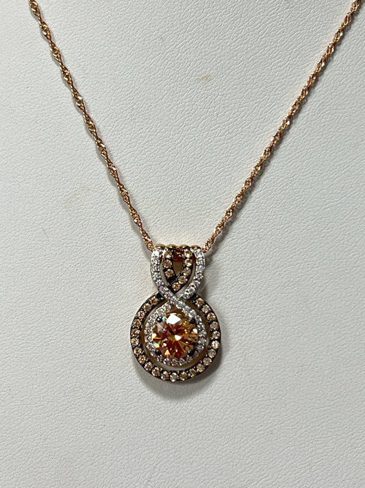 Rose Gold Over Sterling Silver CZ Pendant Necklace Chain New JTV