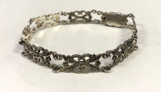 Sterling Silver Bracelet 8" Marcasite