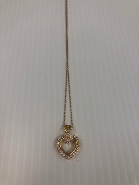 Gold Over Sterling Silver 18" Chain & Heart CZ Pendant