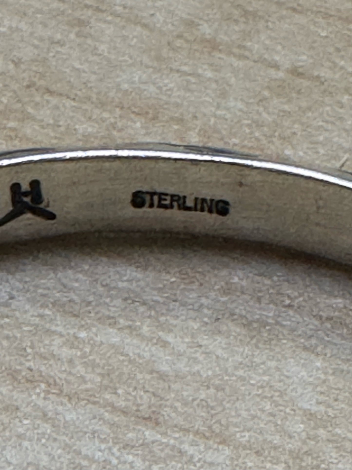 GW Sign Sterling Silver Knife Edge Native American Navajo Cuff Pictoral Bracelet
