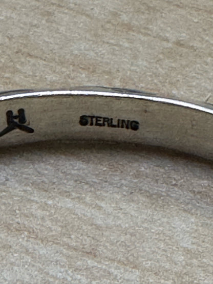 GW Sign Sterling Silver Knife Edge Native American Navajo Cuff Pictoral Bracelet