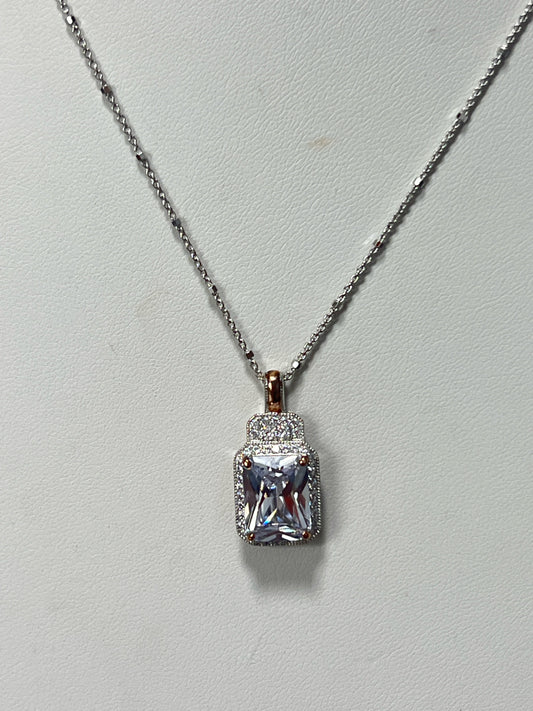 Sterling Silver CZ Necklace Pendant Chain New JTV