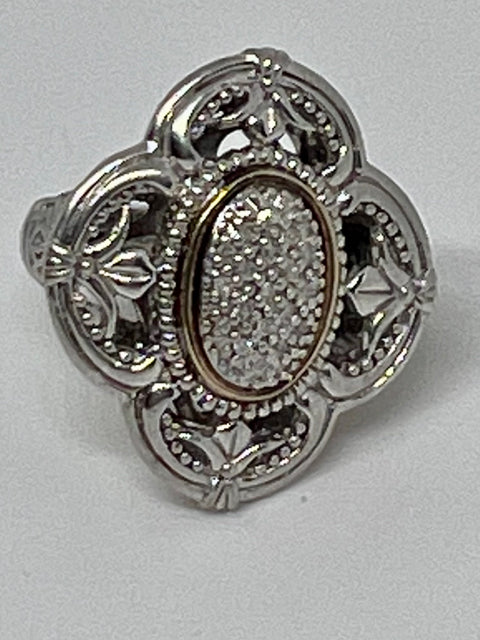 STERLING SILVER CHUCK CLEMENCY DIAMOND FILIGREE orders RING