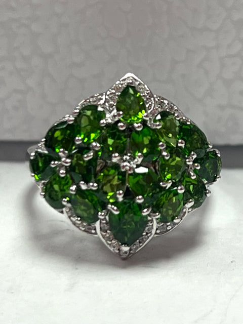 Sterling Silver Chrome Diopside Ring Size 8 JTV New