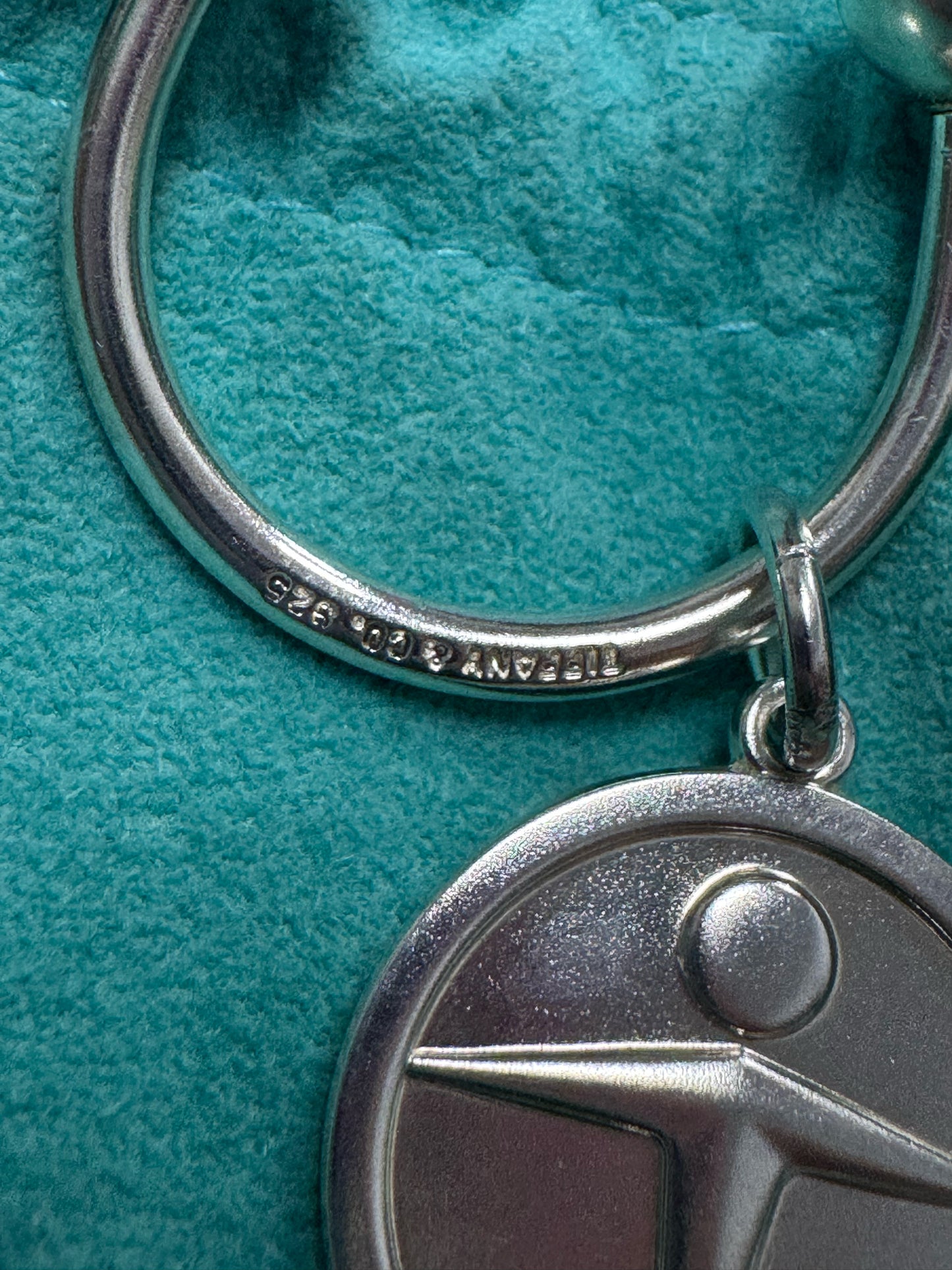 Tiffany & Co 925 Sterling Silver Horseshoe Key Ring Manpower Logo Screw Off Ball