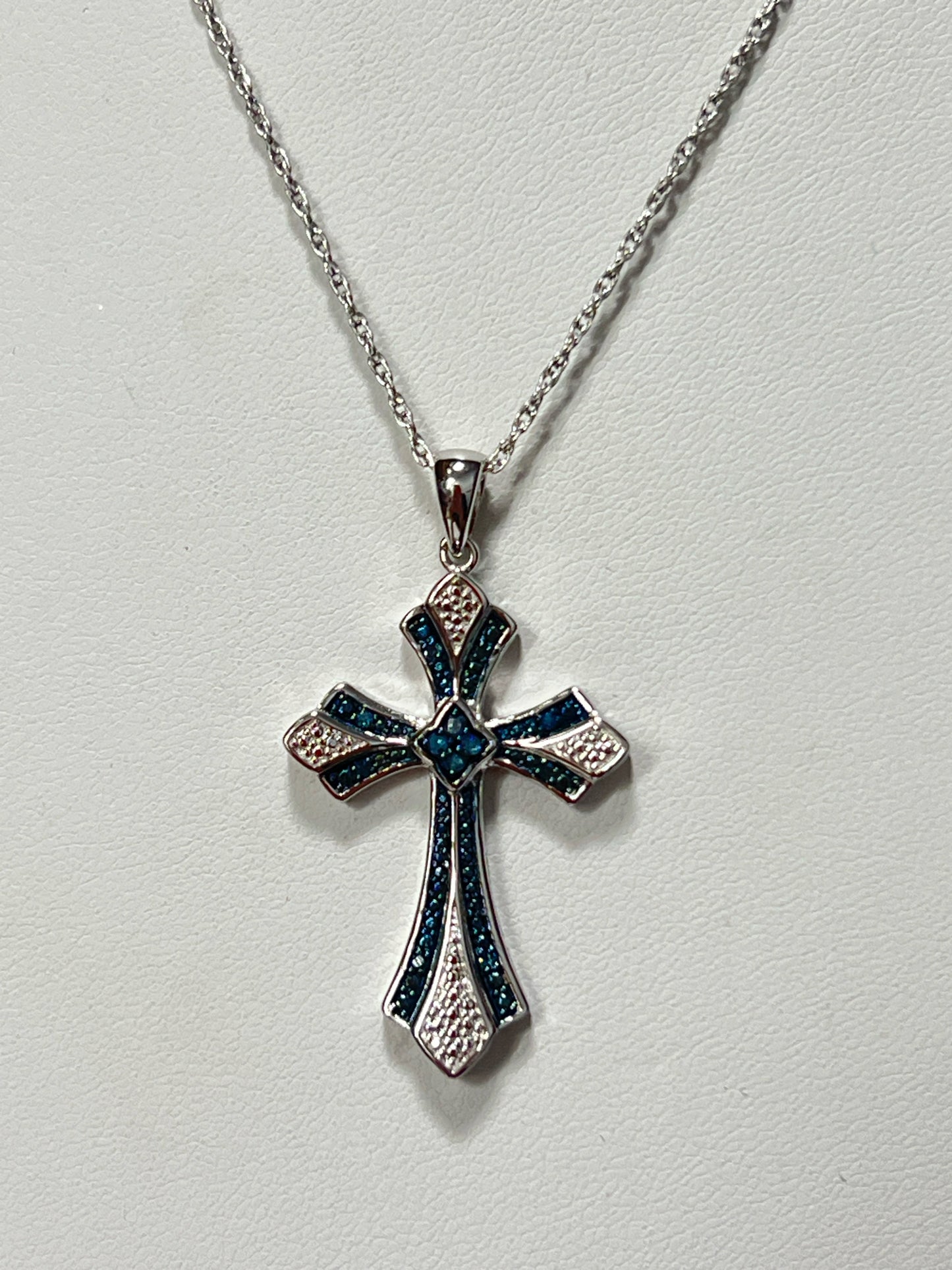 Sterling Silver Blue Diamond Pendant JTV