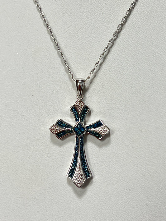 Sterling Silver Blue Diamond Pendant JTV