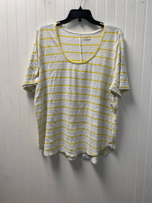 White/Yellow Lane Bryant Short Sleeve Shirt Women's
