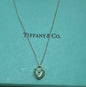 Tiffany & Co Sterling Silver Blue Enamel Small Heart Lock 16" Necklace Keyhole
