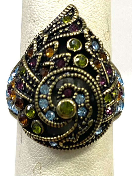 Heidi Daus Tapestry Ring Size 8.75 Swarovski Crystals