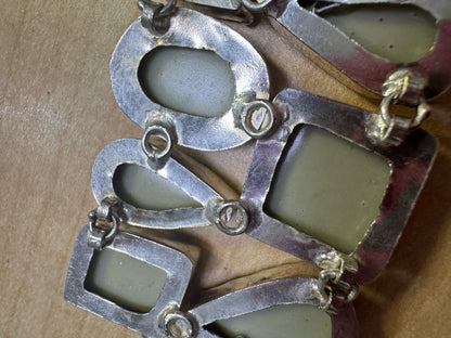 Sterling Silver Abalone Bracelet 1.5" Wide Chunky Toggle 7.25" - 8.5"