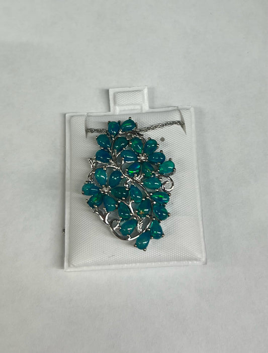 Sterling Silver Miami Blue Welo Opal Necklace New JTV
