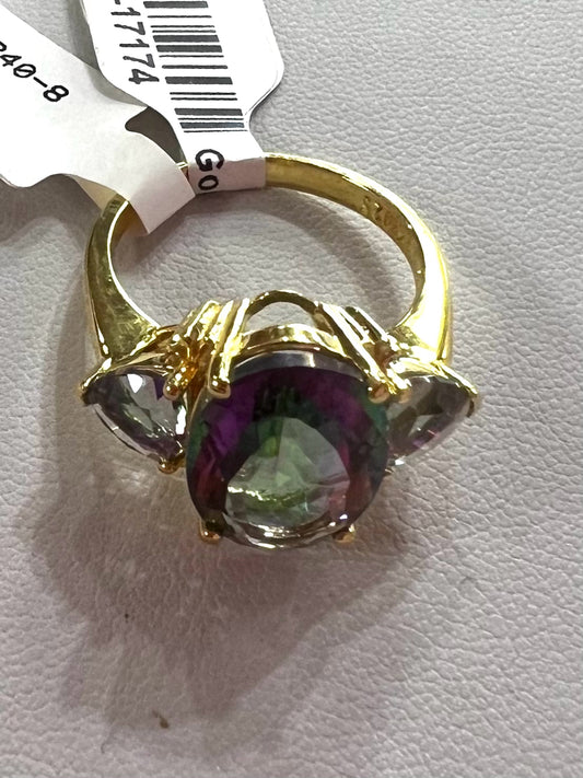 Gold Over Sterling Silver Ring Size 8 New w/ Tags JTV Mystic Topaz
