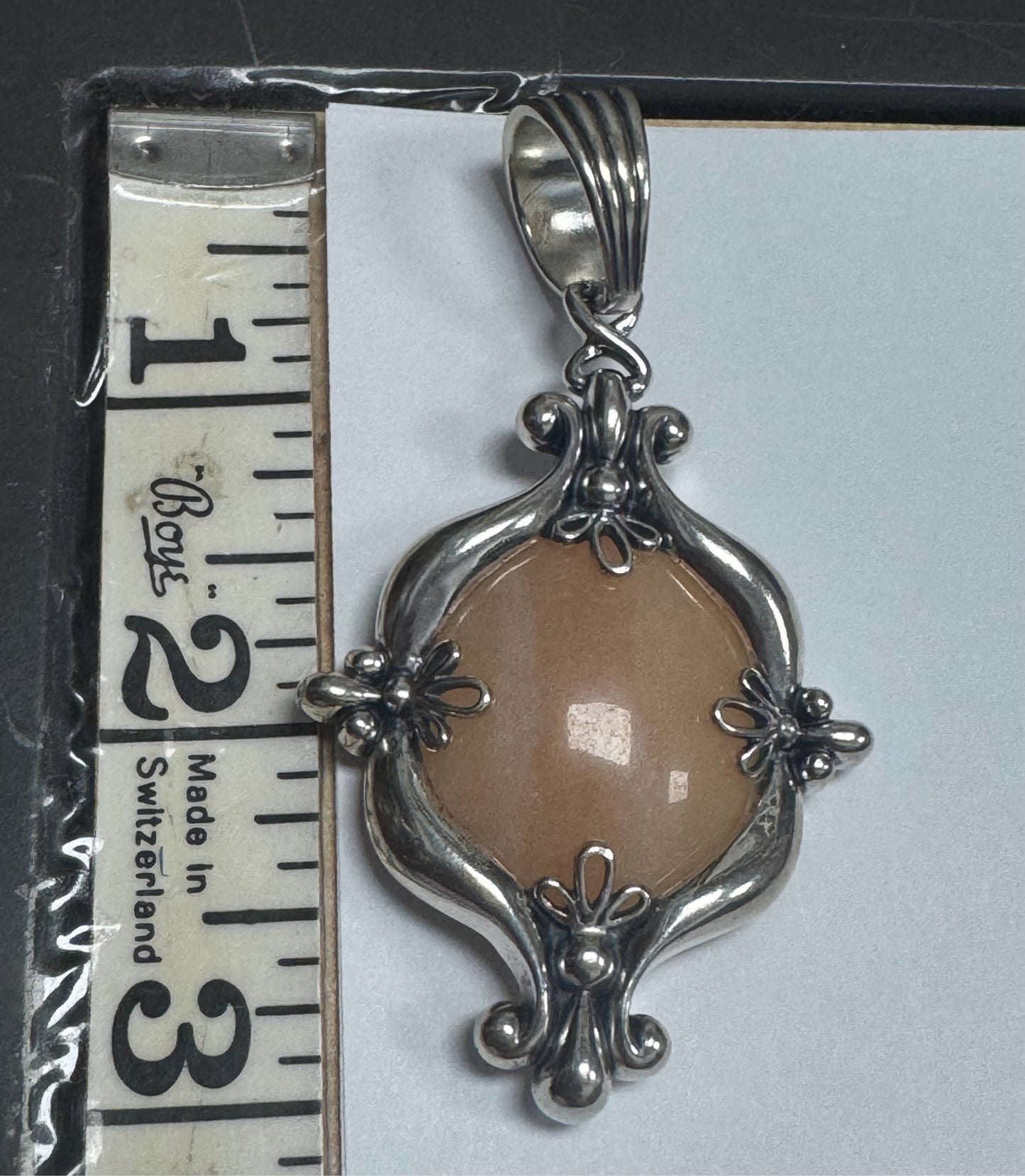 Carolyn Pollack Relios Rose Quartz /MOP Reversible 925 Sterling Enhancer Pendant
