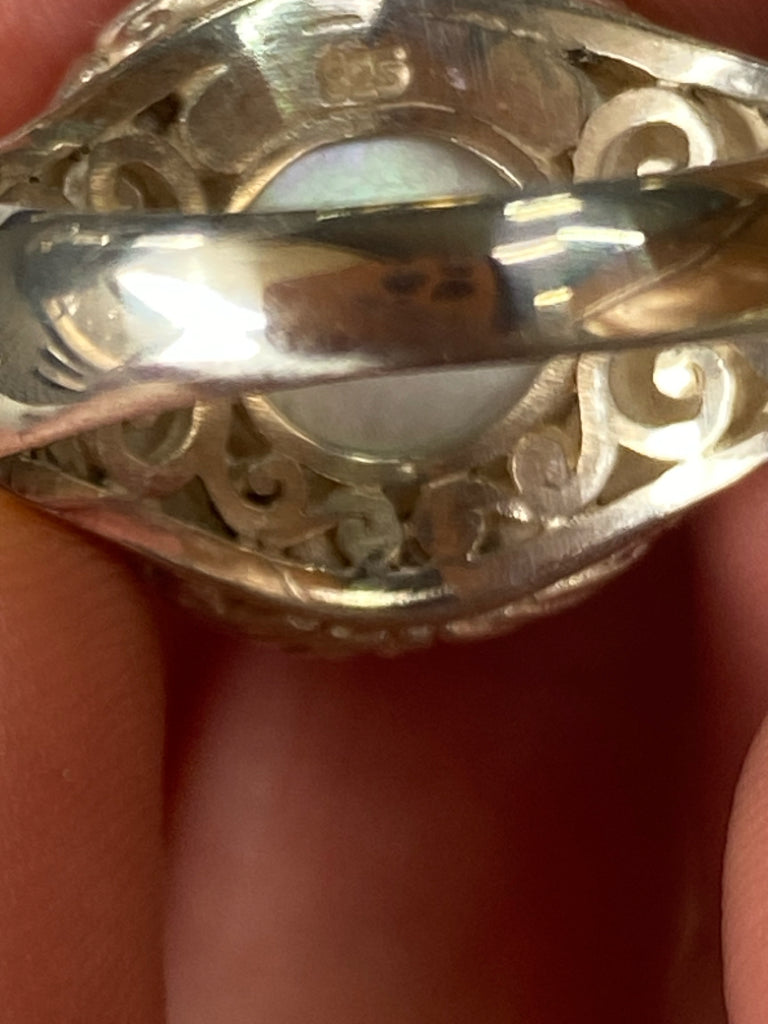 Sterling Silver Ring Pearl Size 9
