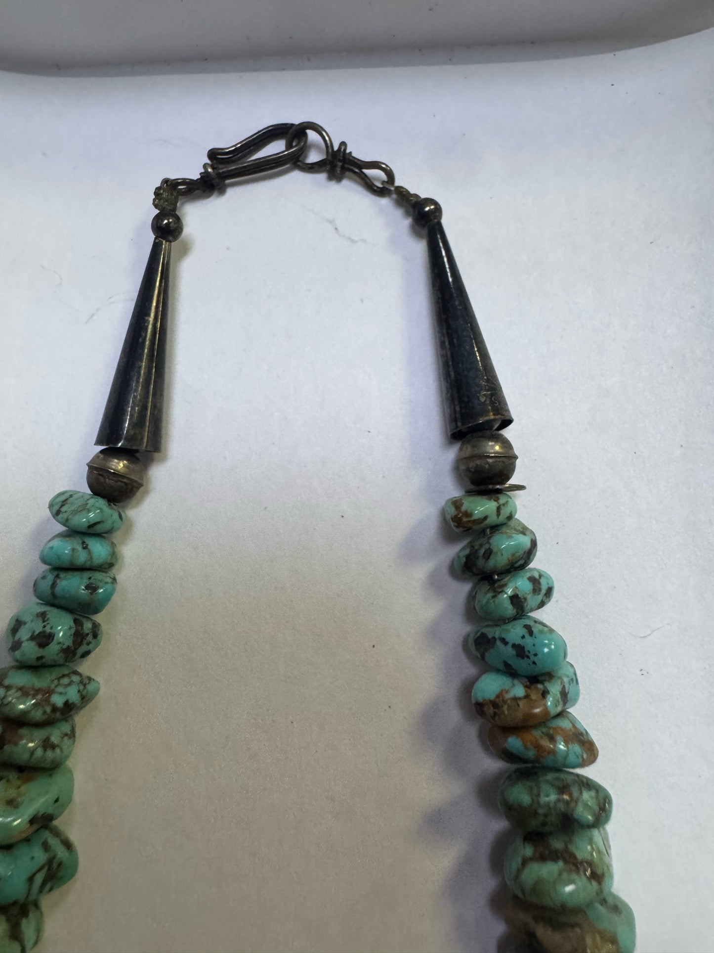 Native American Sterling Silver Turquoise Nugget & Slab 28" Necklace JN