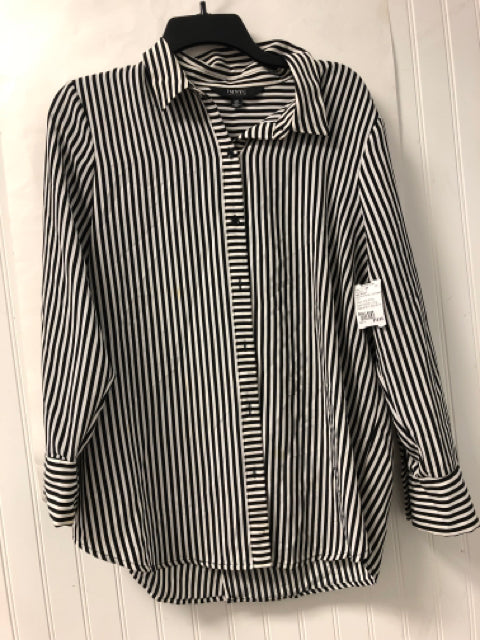 Black And White Isaac Mizrahi Long Sleeve Shirt Women's
