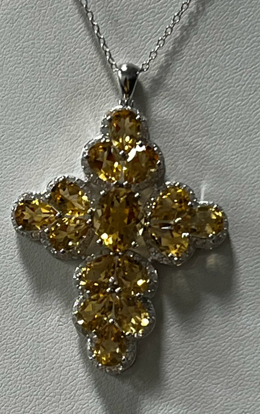 Sterling Silver Citrine Pendant & Necklace Chain JTV New