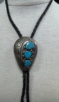 Bennett Pat Pend 2.5" x 1.5" Bolo Tie Turquoise Navajo Native American