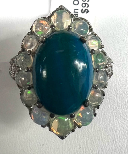 Sterling Silver Peruvian Opalina Ring Size 8 JTV 10 ct tw