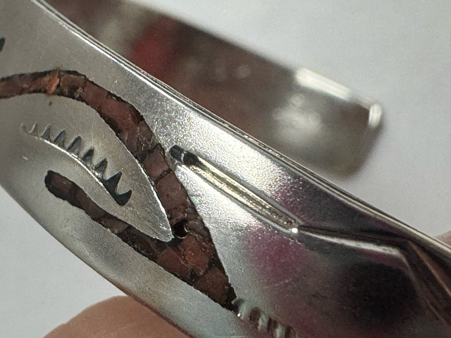 Sterling Silver Gibson Gene Navajo Cuff  Turquoise Coral Inlay Bracelet