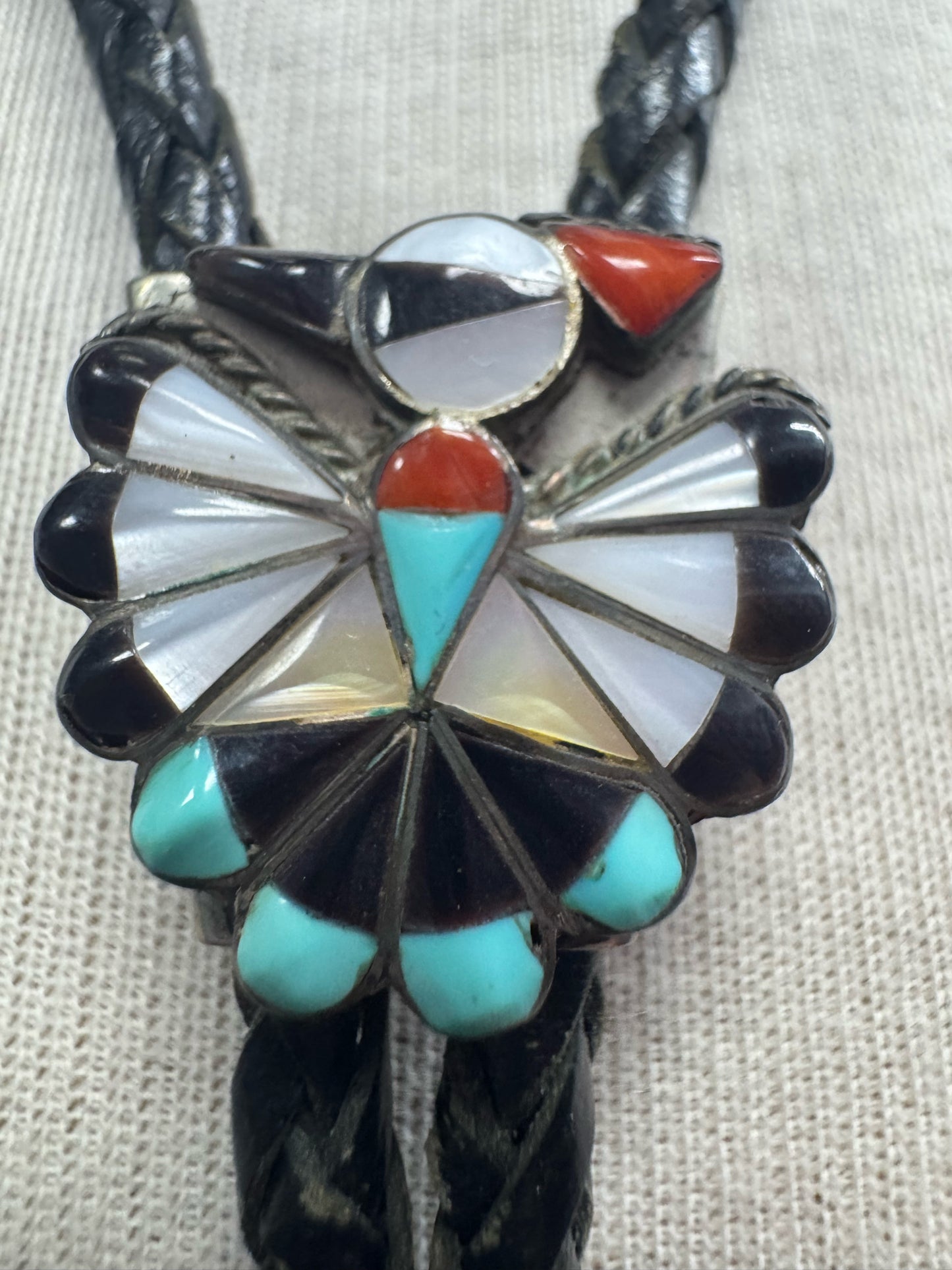 Zuni Sterling Silver Native American Vintage Bolo Tie