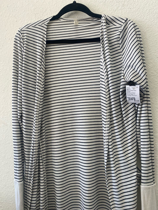 White and Black Stripe Magic Fit Cardigan Women's