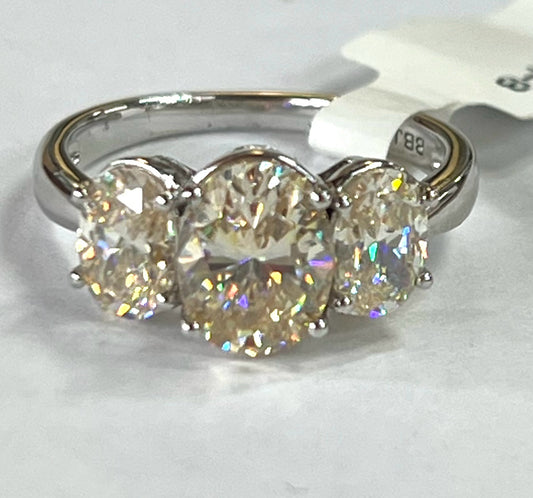 Sterling Strontium Titanate Ring New w/ Tags Size 8 JTV