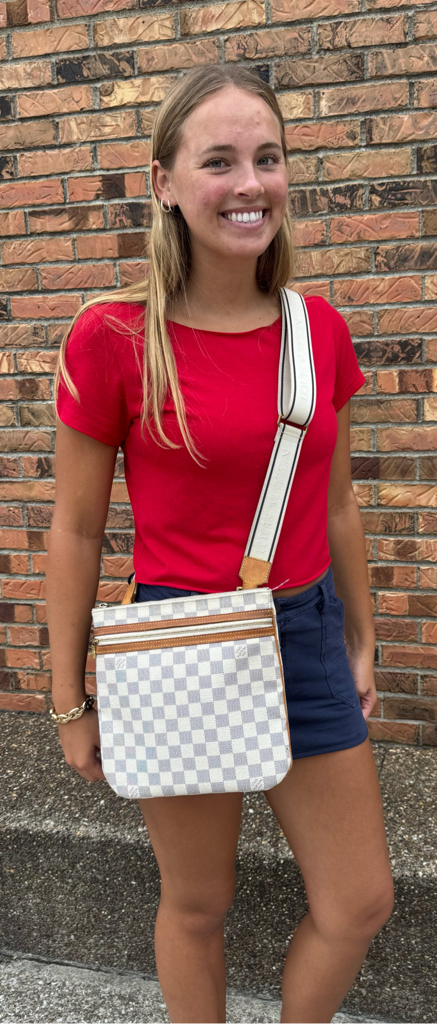 Designer Louis Vuitton White Crossbody