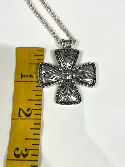 SILPADA N3185 Sterling Silver Posh Principles Cross Pendant Necklace 32" Chain