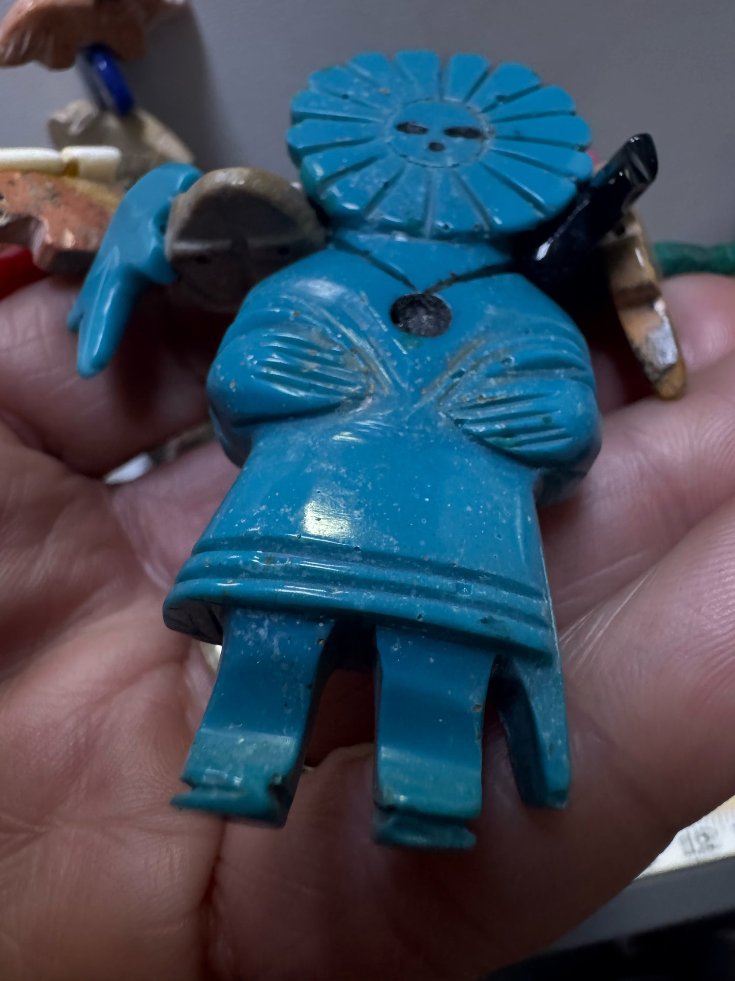 Vintage Native American 32" Fetish Carved Animals Turquoise Kurchina