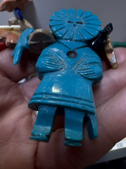 Vintage Native American 32" Fetish Carved Animals Turquoise Kurchina