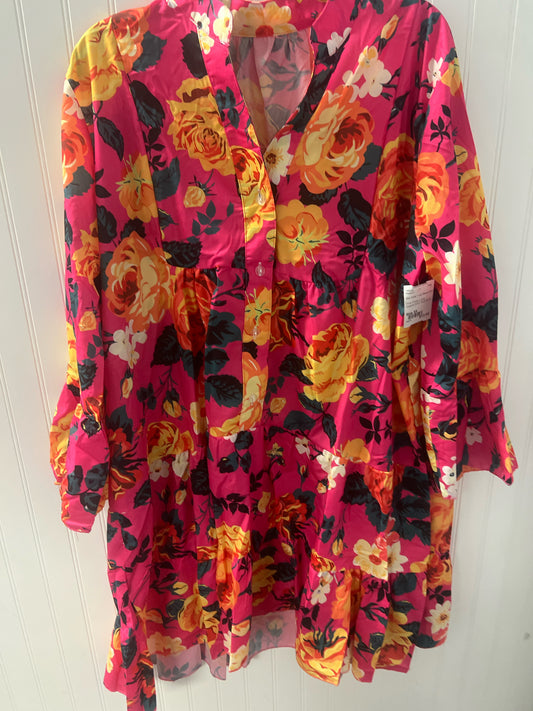 Pink Floral Long Sleeve Shirt Women's