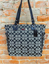Load image into Gallery viewer, Designer black and cream Coach Handbag