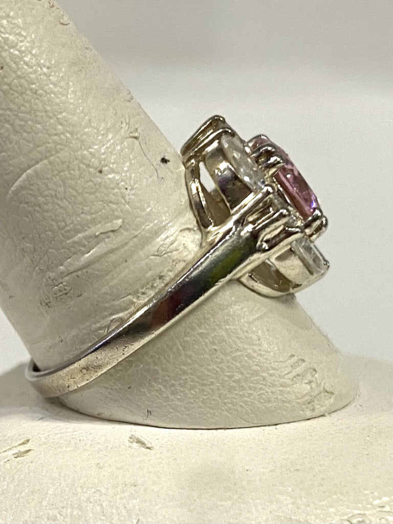 Sterling Ring Pink CZ Size 7.75