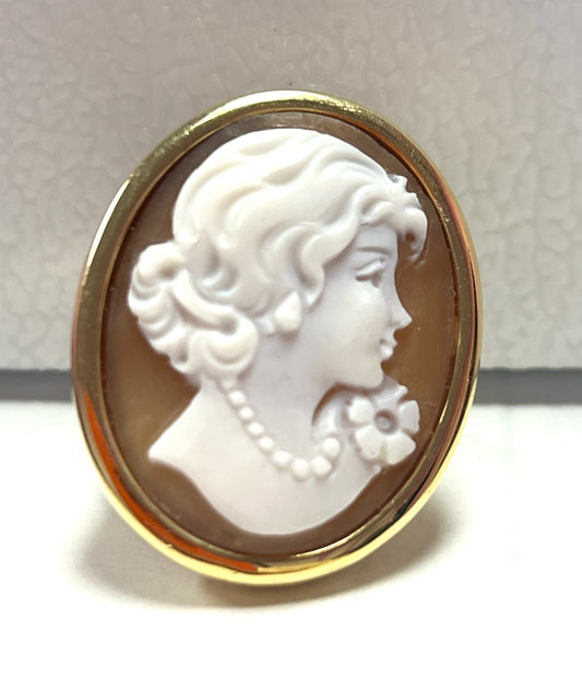 18k Gold Over 925 Sterling Silver Diluca Cameo Ring JTV Size 8