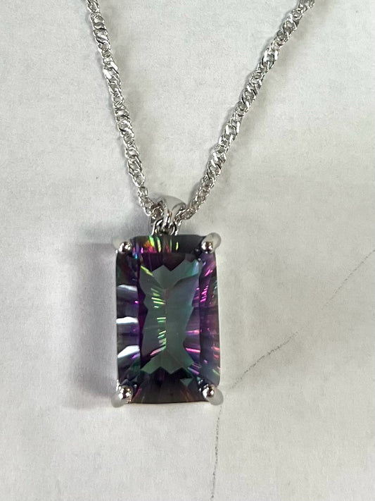 Sterling Silver Gemstone Pendant & Chain New JTV