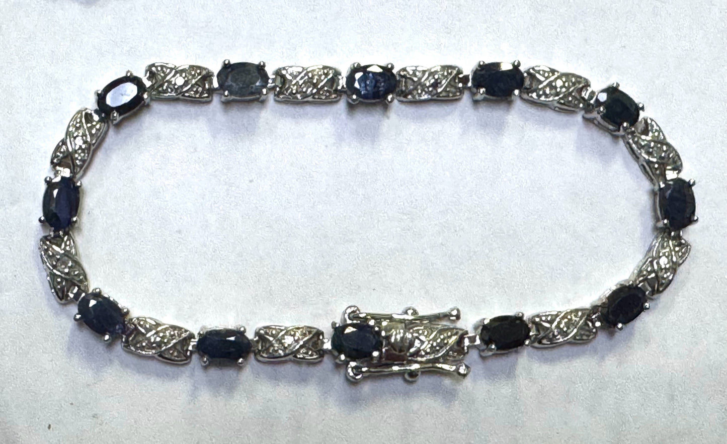 Sterling Silver Sapphire Tennis Bracelet 7.25"