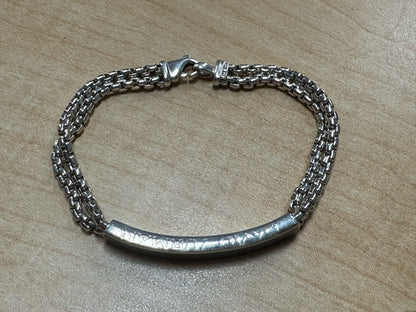 David Yurman Sterling Silver Onyx ID Bracelet 8.5" Double Row