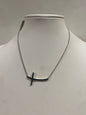 17.5" Sterling Silver Blue CZ Cross
