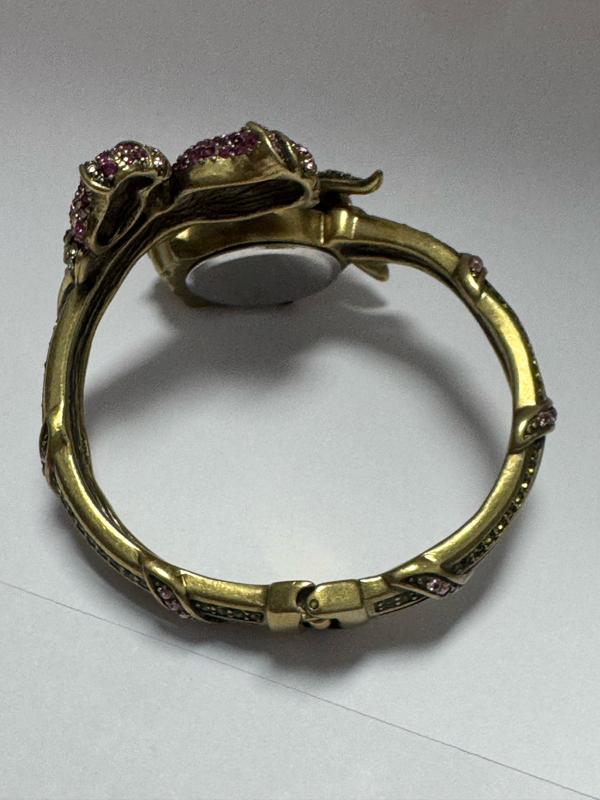 Heidi Daus Climbing Rose Hidden Watch Swarovski Crystal Bronze Tone Bracelet